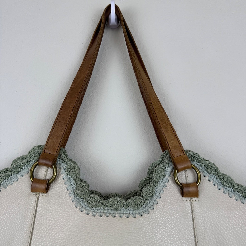 THE SAK Cream Tote Bag with Crochet Detail with Curve Top GORGEOUS - Picture 5 of 14